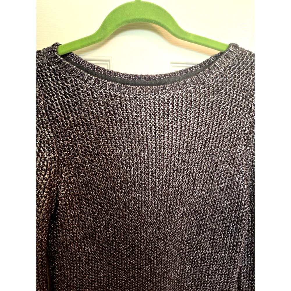 WHBM Metallic Weave Pullover Sweater Women's XS Metallic Silver Color - Picture 4 of 9